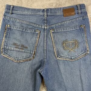 Phat Farm Jeans Men’s 36x34 Blue Denim Y2K Baggy Streetwear Embroidered Pockets